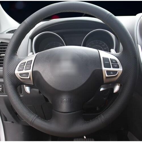 Black Artificial Leather Car Steering Wheel Cover for Mitsubishi Lancer EX10 Lancer X Outlander ASX Colt Pajero Sport