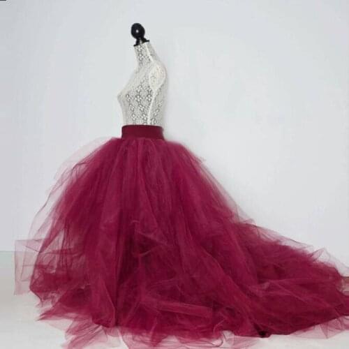 Elegant Burgundy Extra Puffy Tulle Floor Length Skirt High Waist Women Long Party Skirt Custom Made Any Color
