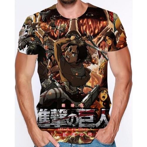 Anime Printed Design T shirts Attack On Titan T shirt Streetwear Men Women Fashion T-shirt Harajuku Tee tops Unisex Casual Tee