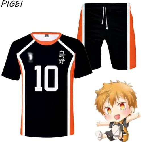Haikyuu!! Cosplay Costumes Hinata Shoyo T-shirt Shorts Mens Karasuno High School Volleyball Uniforms Yu Nishinoya Sweatpants