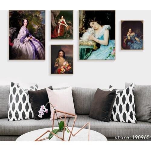 Cotton no frame classical court figures woman girl canvas printings oil painting printed on cotton wall art decoration picture
