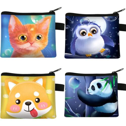 Cute Cat Dog Panda Coin Purse Animal Small Wallet Lady Key Bag Purse Children Gift Prize Package Bluetooth earphone bags