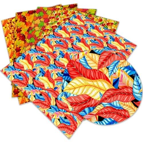 Beautiful Autumn Maple Leaves Printed Synthetic Leather for DIY Sewing Material 30 cm x 136 cm L207 L208