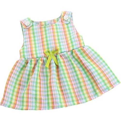 Doll Clothes for 18 Inch Dolls Pretty Sleeveless Rainbow Dress Fits American Doll Dolls