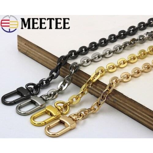 Meetee 1pc 6mm 100/110/120cm Metal Purse Chains Bags Strap Buckles Replacement Shoulder Crossbody Bag Straps Wallet Handle BF930
