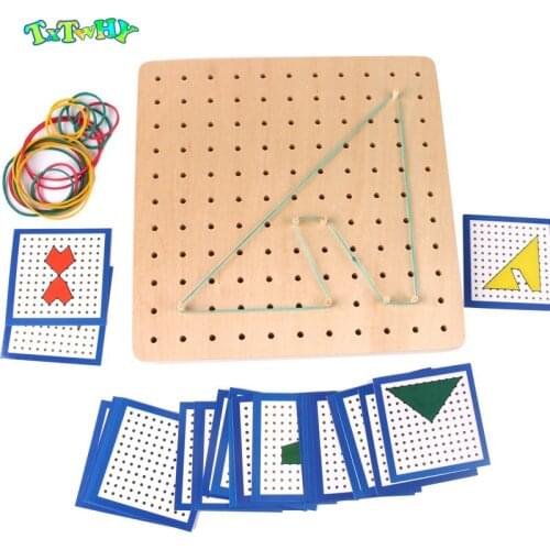 Montessori Board Wooden toys Sensorial Materials Geometric Rubber Band Children Math Kids 2-6 Years Preschool Developing Toys