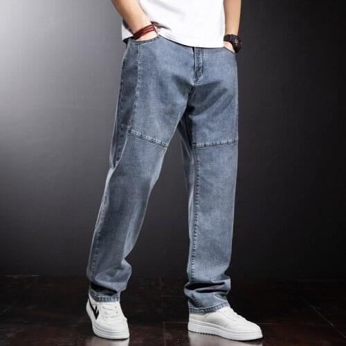 Summer Plus Size Trousers Mens Jeans Fashion Loose Hip Hop Tide Patchwork Denim Pants Male Man Mens Clothing