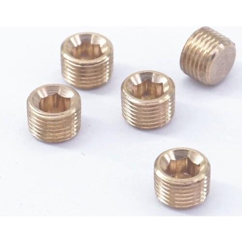 1/8" BSPP male Thread Brass Pipe Countersunk Plug Internal hex head socket Allen Head Pipe fittings