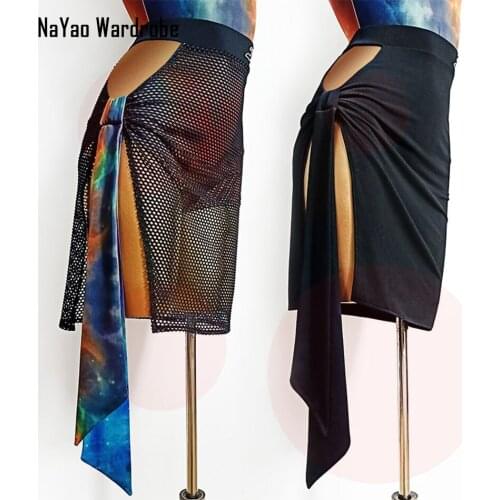 2020 New TL573 Hollow Design Right Hole Latin Dance Dress Women Skirt Performance Costume Waltz Tango Trot Latino Dancewear