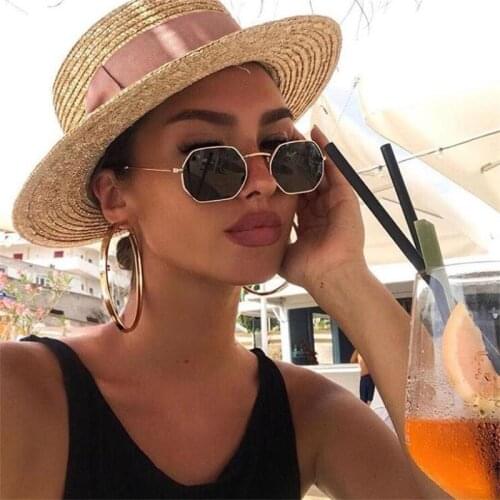 Small Hexagon Mens Sunglasses Brand Designer Women Shades Vintage Luxe Square Glasses Trendy Sexy Oculos Gafas De Sol UV400