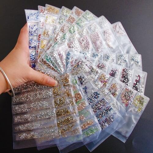 Glitter Crystal clear 6 Size 1728Pcs Nail Art Rhinestone Shiny Crystal AB Flat back Strass Stones clothing Decoration