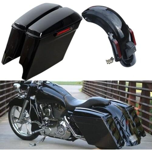 Motorcycle 5" Extended Saddlebags Rear Fender System For Harley Touring Road King Street Electra Gilde FLHT FLHTCU 2014-2020 CVO