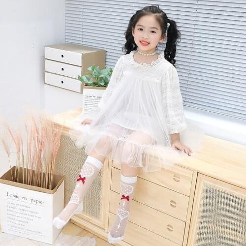 Spring and summer new loli wind bow sweet love socks summer ultra-thin glass silk tube socks beautiful princess mosquito socks