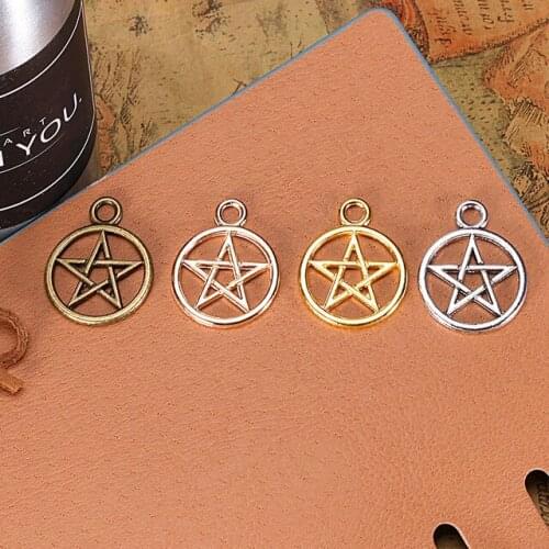 10 Pieces/Lot 20MM Surrounding Alloy Five-pointed Star Vintage Handmade Accessory Necklace Charm for DIY Pendant Jewelry Making