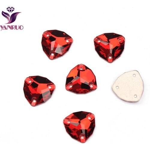 YANRUO 3272 Trilliant Siam Sewing Stones for Clothes Diamond Imitation Strass Red Rhinestones Glass Craft