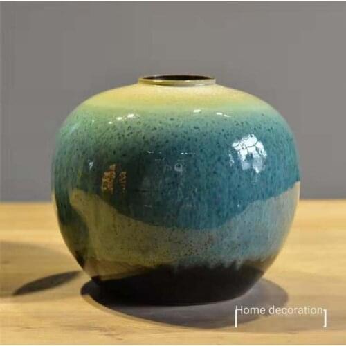 YILUNXI Modern European full emerald green ceramic flower vase decoration living room home soft decoration crafts