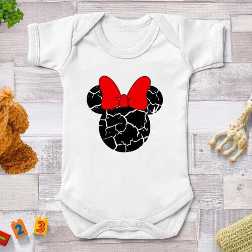 Mickey Minnie Head Printed Funny Baby Rompers Body Baby Girl Summer New Fashion Baby Girl Boy Clothes Streetwear