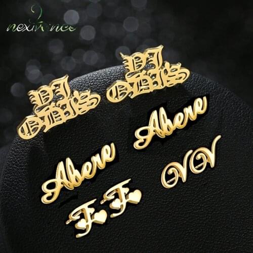 Nextvance Earrings 2021 Trend Personalized Name Stainless Steel Customized Nameplate Earrings For Women Lover Jewelry Gift