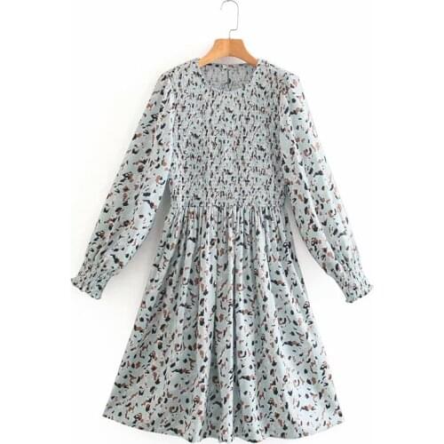 2021 Womens Dress Za Vintage Fashion Broken Dot O- Neck Knee-Length Elastic Spring Dress Chic Ropa Mujer Talla Grande