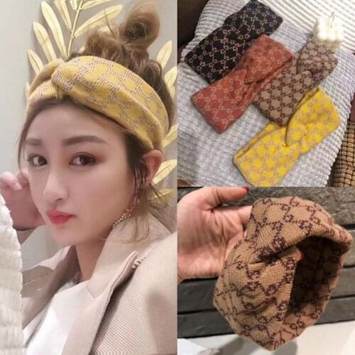 Winter Thick Warm Letter Hairband Women Wide Handmade Elastic Headband Needle Cross Knot Vintage Soft Turban Girls Hair Headwear