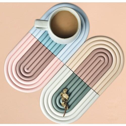 1Pcs /2PcsNordic style Silicone Coasters Removable Insulation Pads Cup Mat Non Slip Placemat Home Decor Kitchen Accessories