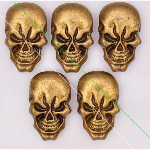 10X Heavy Biker Solid Brass Skull Head Leathercraft Belt Saddle Tack Keychain Craft Leather Concho Screwback