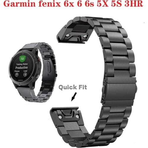 22 20MM Watchband Strap for Garmin Fenix 6X 6S 6 Pro 5X 5 5S Plus 3HR Quick Release Stainless steel replcement Wrist Band 26MM