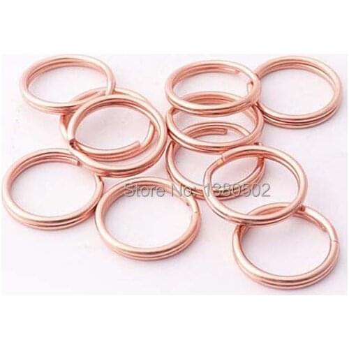 50PCS 15mm rose gold color metal small key ring key chain for garment diy accessories buckles
