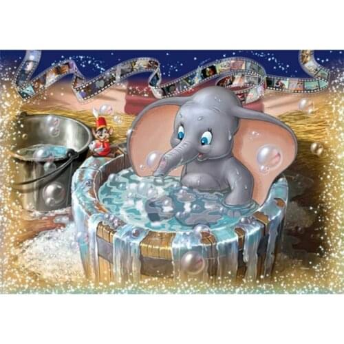 5D Diamond Painting Cross Stitch Animal Elephant Bath Rhinestone Crystal Needlework Diamond Embroidery Full Diamond Decoration