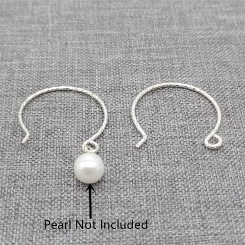 8prs of 925 Sterling Silver Sparkle Circle Earring Ear Wires for Pearl Jewelry