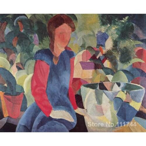 Abstract art Girl with a Fish Bowl August Macke paintings on canvas High quality Hand painted