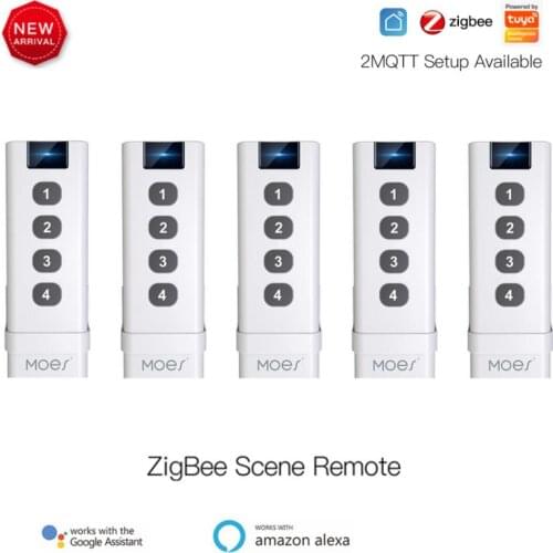 Tuya ZigBee Smart House Wireless Scene Switch 4 Gang Remote Portable Tuya Zigbee Hub Required No Limit To Control Devices