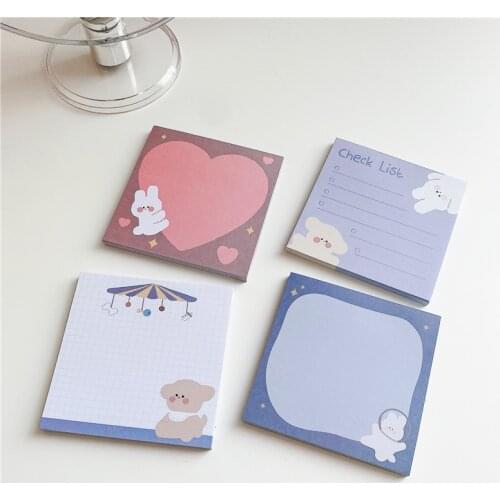 50 Sheets Cute Cartoon Bear Rabbit Memo Pad Planner To Do List Message Note Paper Notepad Stationery School Office Supplies
