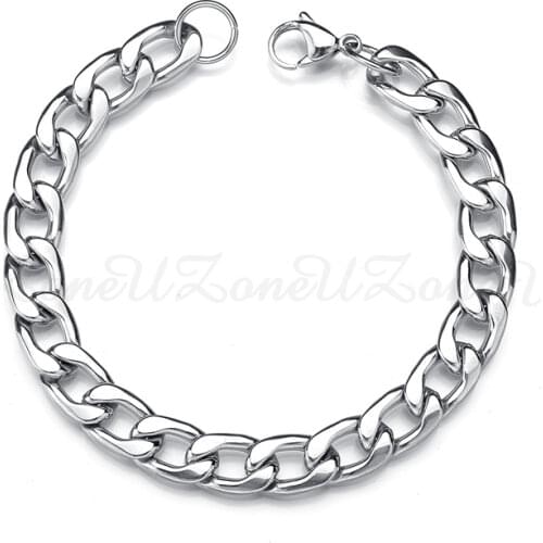 UZone Trendy 1.0-3.5 mm Stainless Steel Chain Bracelets For Men Polished Curb Cuban Link Bracelets Punk Male Jewelry