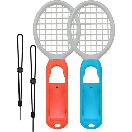 1 Pair Stylish Tennis Racket Handle Controller Holder w/ Lanyard Lightweight Comfortable Grip Easy to Install ABS for Switch