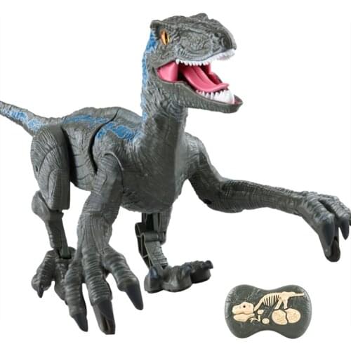 RC Dinosaur Raptor Velociraptor Roar Walking Light Electric Remote Control Animal Model Kids Toys Boys Children Gifts