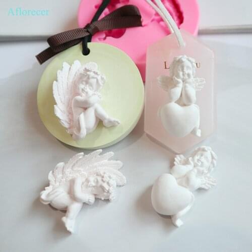 DIY 3D Angle Aromatherapy Gypsum Mold Love Angel Silicone Mold Baking Mold fondant cake decoration mold