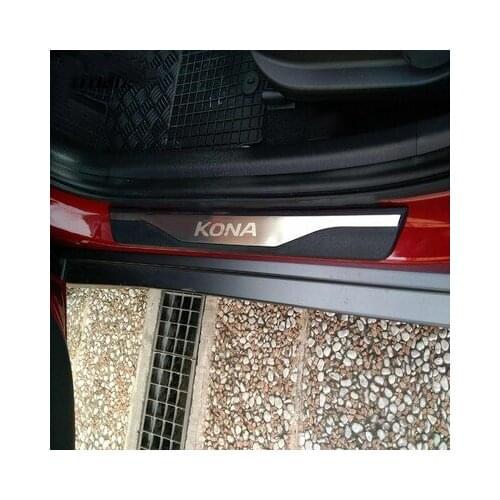 For Hyundai Kona 2017-2020 Door Sill Strip Stainless Steel Sticker Trim Car pedal Protectors Cover Auto Styling Accessories