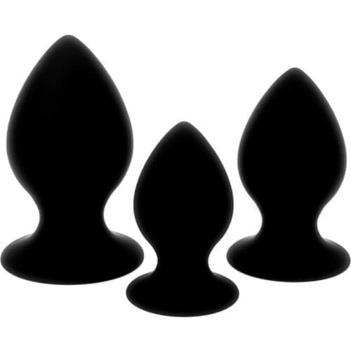 Erotic Black Silicone Big Butt Plug 3 Sizes Strong Suction Cup Soft Large Anal Plug Gay Dildo Sexual Adults Sex Toys for Men
