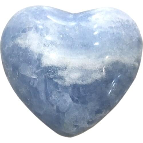 Natural Blue Celestite Heart Figurine Quartz Mineral Specimen Healing Crystal Stone Lover Gift Home Decoration