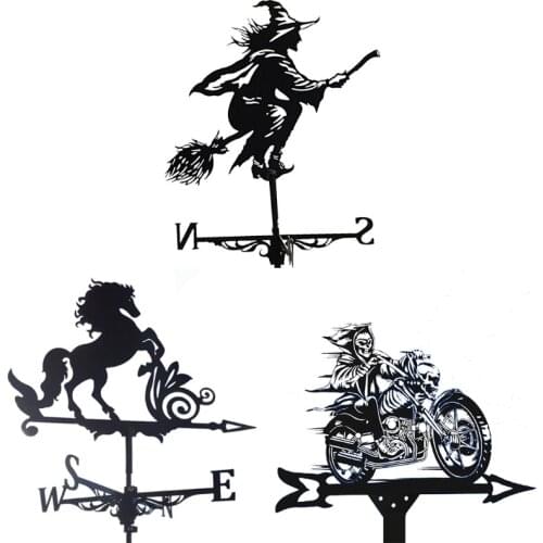 Wrought Iron Metal Weather Vane Retro Farm Scene Garden Stake Weathervane Decor R2JC