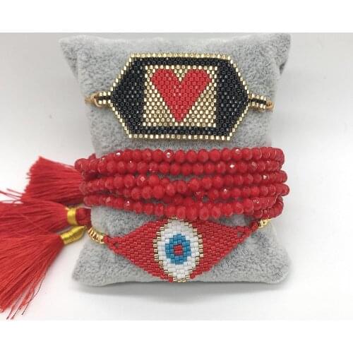BLUESTAR 2021 MIYUKI Bracelet Heart Star Pulseras Mujer Turkish Evil Eye Bracelets Handmade Crystal Woven Loom Bead