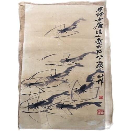 Chinese old Rice paper picture Qi Baishis shrimp painting