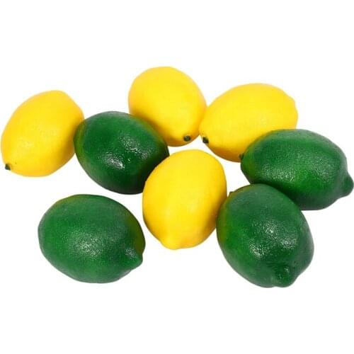 8 Pack Artificial Fake Lemons Limes Fruit for Vase Filler Home Kitchen Party Decoration, Yellow and Green