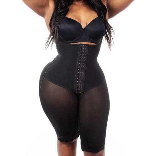 High Compression Tight Shaping Bodysuit Mid-Leg Shapewear Lace-Up Waistband Braless Mid-Back Fajas Reductoras Y Modeladoras Muje