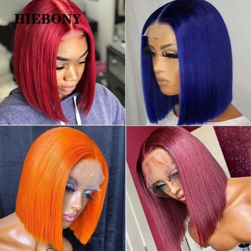 Short Red Bob Lace Front Human Hair Wigs Brazilian Hot Red Bob 13x6 Deep Part Lace Front Wigs Bleached Knots for Black Women