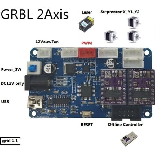 2 Axis GRBL 1.1 CNC Laser Control System Router/Laser Engraver Control Board Offline controller USB Port Controller Card