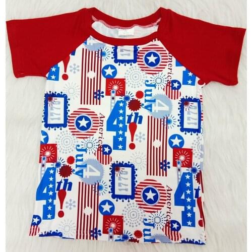 Summer boutique boy t-shirt short sleeve cotton little boy fashion shirt july 4th top