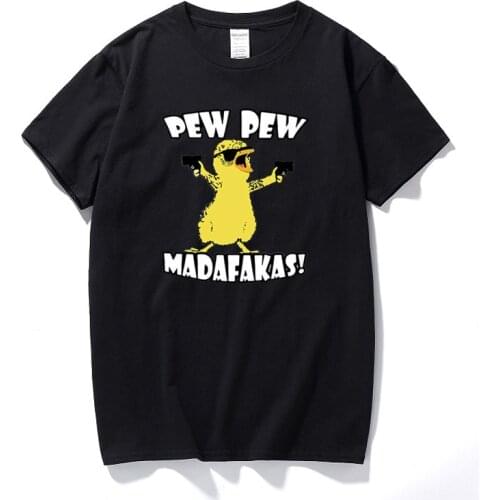 New Summer Fashion Chicken Pew Pew Madafakas Funny Gangster Meme Vintage T Shirts Top Cotton T Shirt For Man And Women