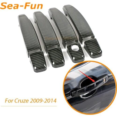 For Chevrolet Cruze 2009-2014 Door Handles Cover Trim Sticker Decorative Protector Frame Carbon Fiber Car Styling Accessories